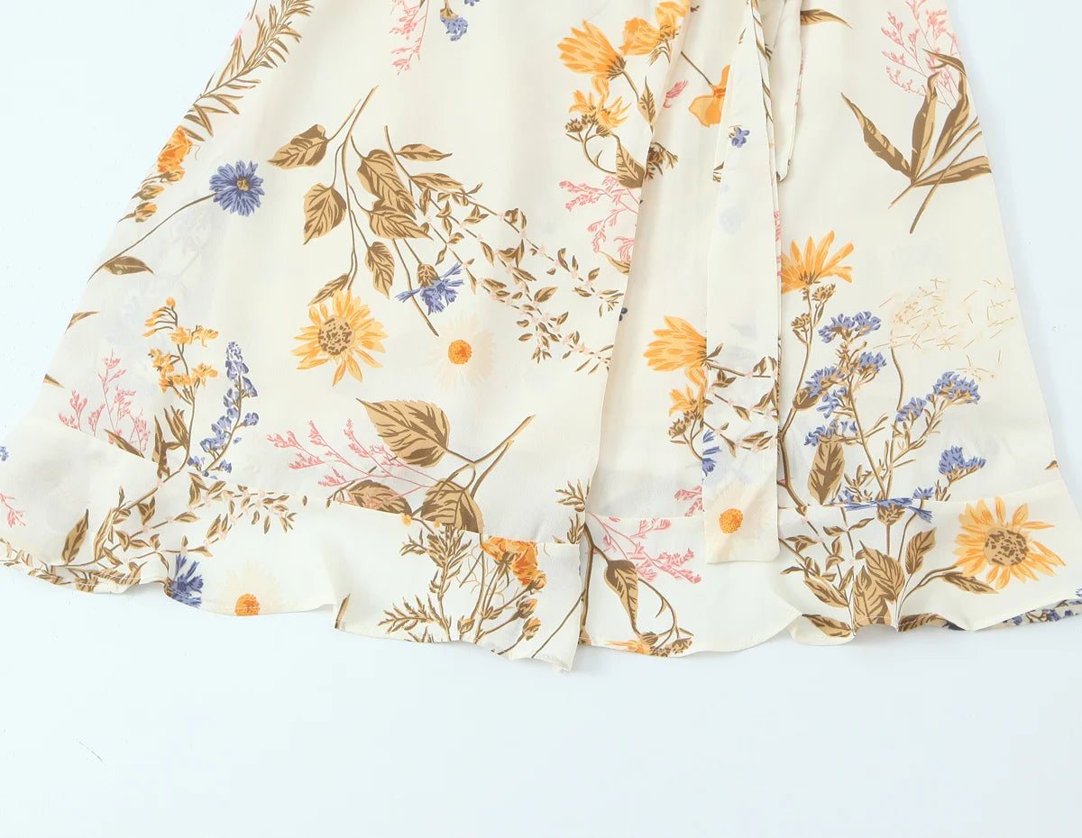Botanical Wrap Kimono Mini Dress