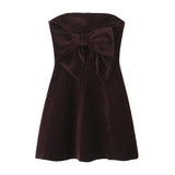 Strapless Bow Back Satin Mini Dress