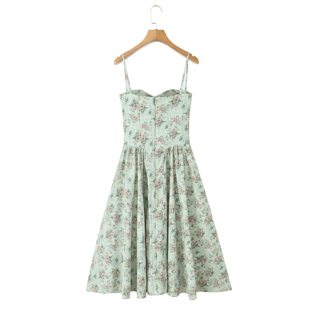 Strapless Corset Bodice Full Skirt Midi Dress