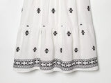 Bow Tie Puff Sleeve Embroidered Tiered Maxi Dress