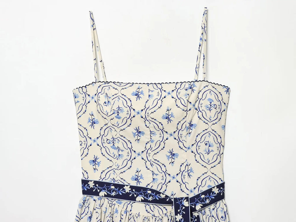 Porcelain Belt Midi Dress