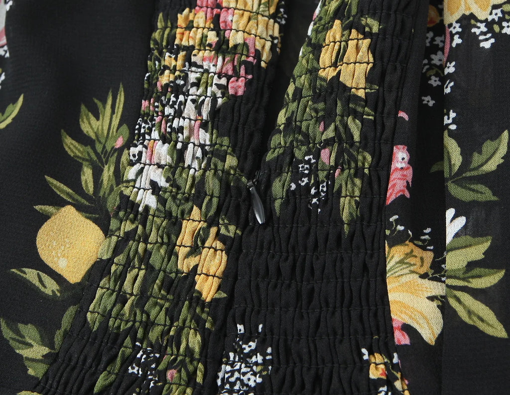 Floral Tie Strap Square Neck Maxi Dress