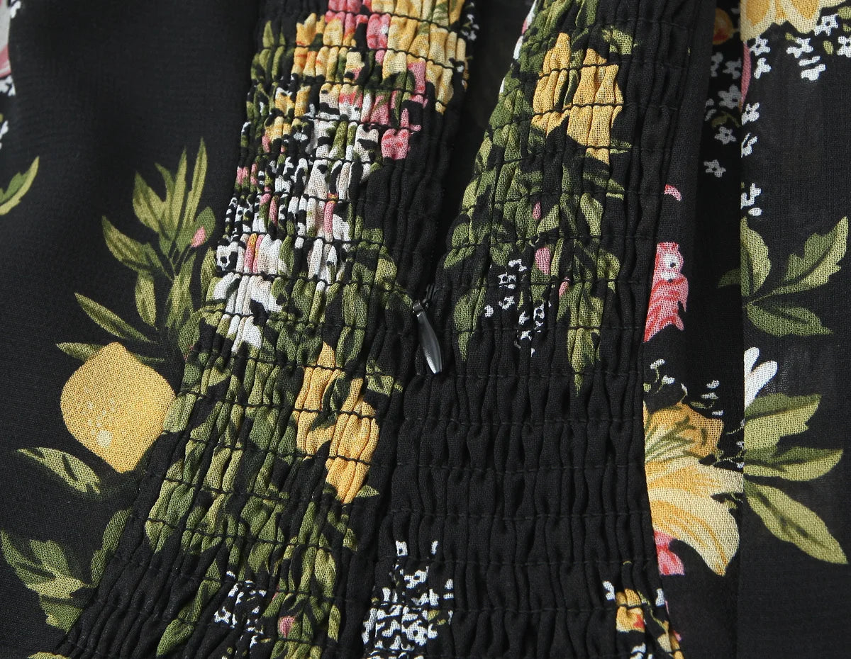 Floral Tie Strap Square Neck Maxi Dress