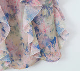 Crossback V Neck Ruffle Hem Maxi Dress