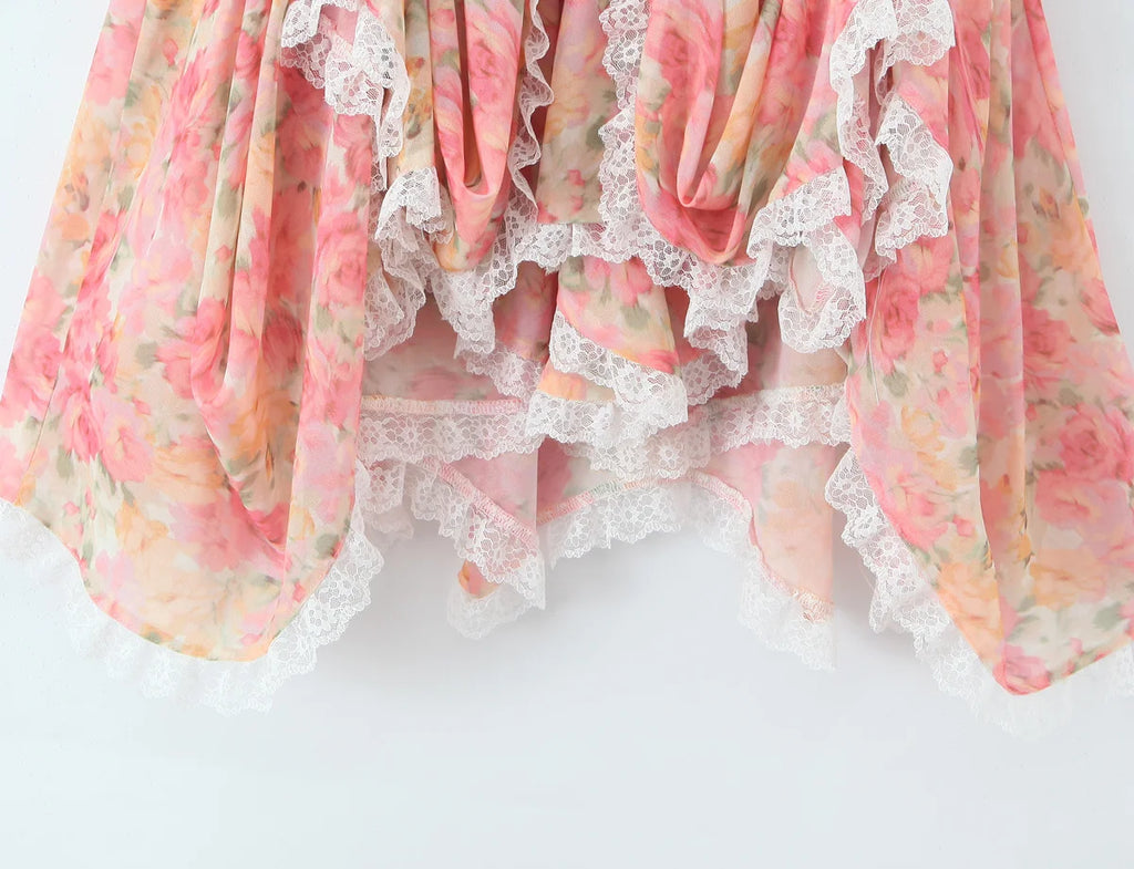 Rosette Lace Corset Mini Dress