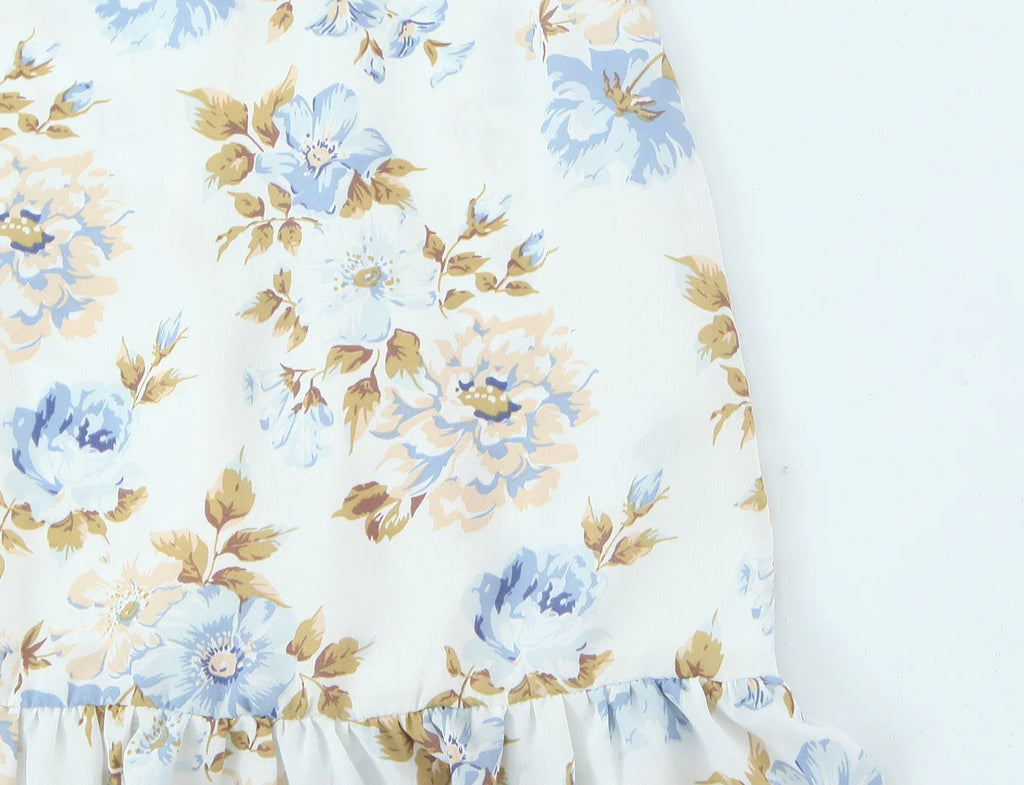 Tie Strap Ruffle Hem Mini Dress