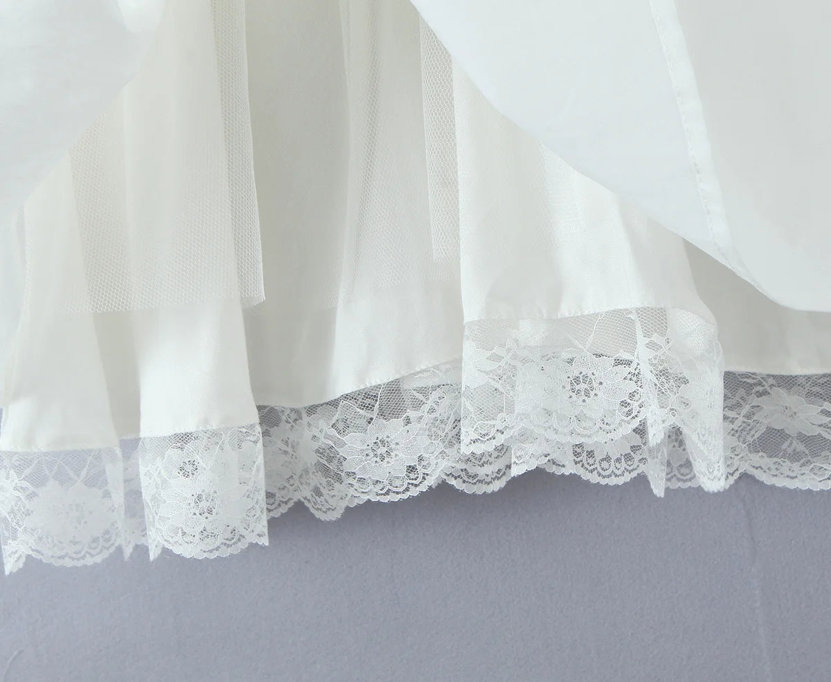 Lace Ruffle Bow Bardot Mini Dress