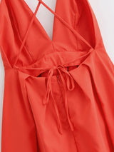 Deep V Crisscross Back Maxi Dress