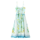 Lemon Print Sweetheart Cami Maxi Dress