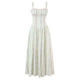 Floral Stripe Corset Maxi Dress