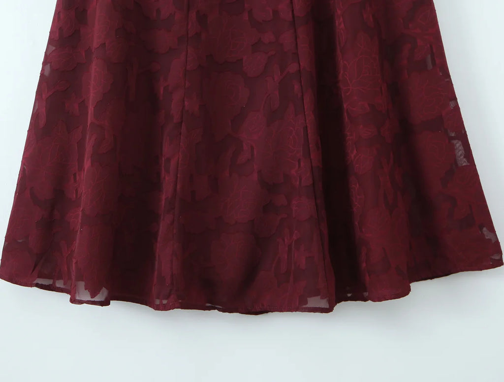 Crisscross Back Lace Textured Midi Dress