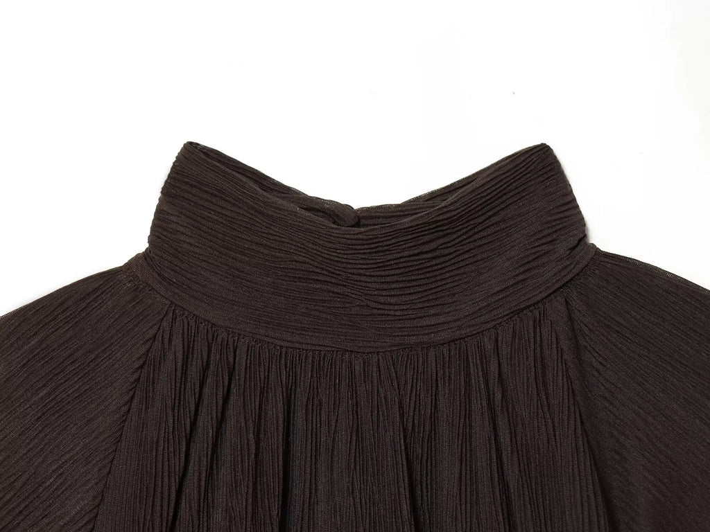 High Neck Ruffle Tiered Mini Dress