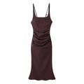 Square Neck Ruched Waist Corset Midi Dress