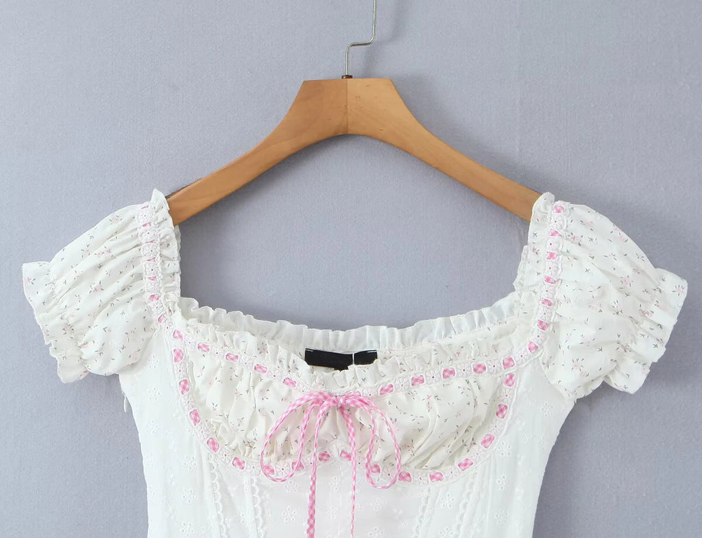 Lace Corset Puff Sleeve Mini Dress