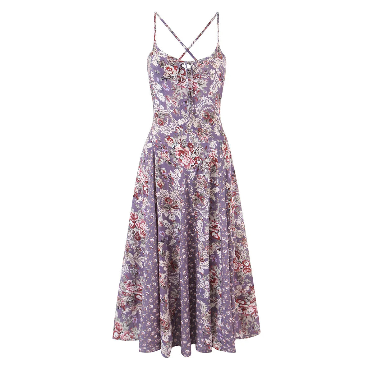 Lace Up Crossback Corset Midi Dress