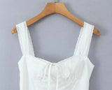 Lace Trim Button Front Mini Dress