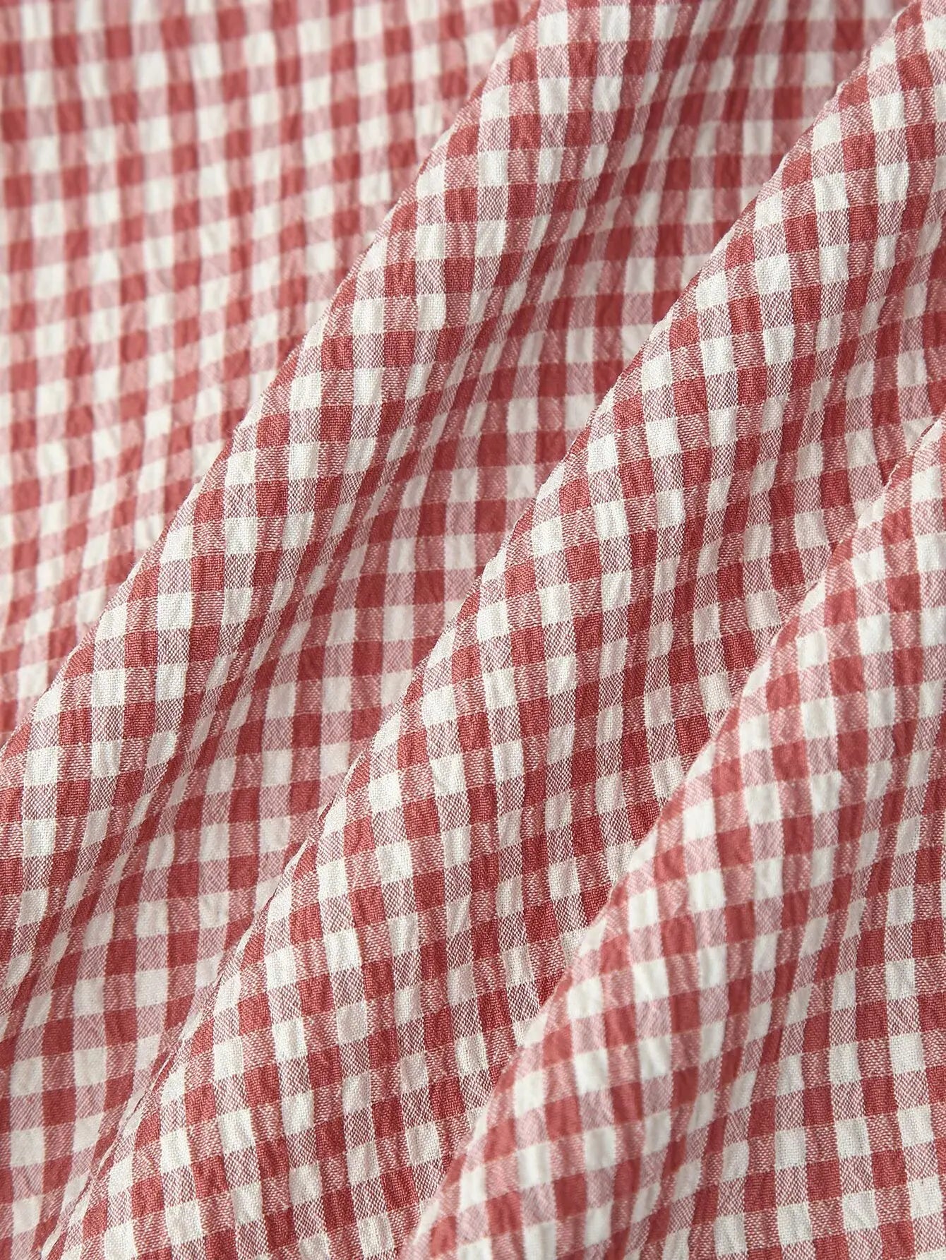 Smocked Crewneck Gingham Maxi Dress