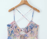 Crossback V Neck Ruffle Hem Maxi Dress