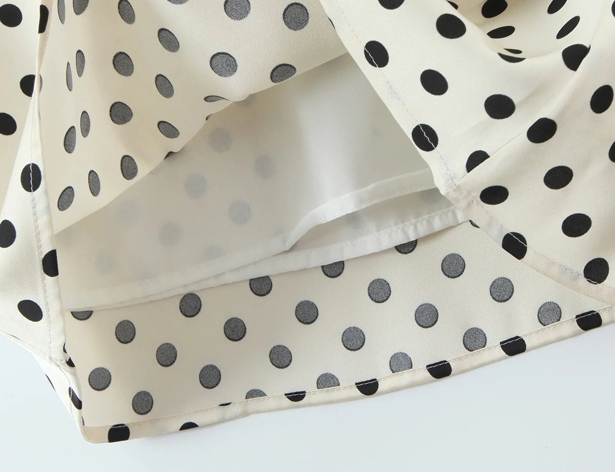 Polka Dot Lace Trim Plunge Maxi Dress
