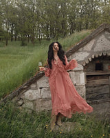 Tie Front Ruffle Maxi Dress