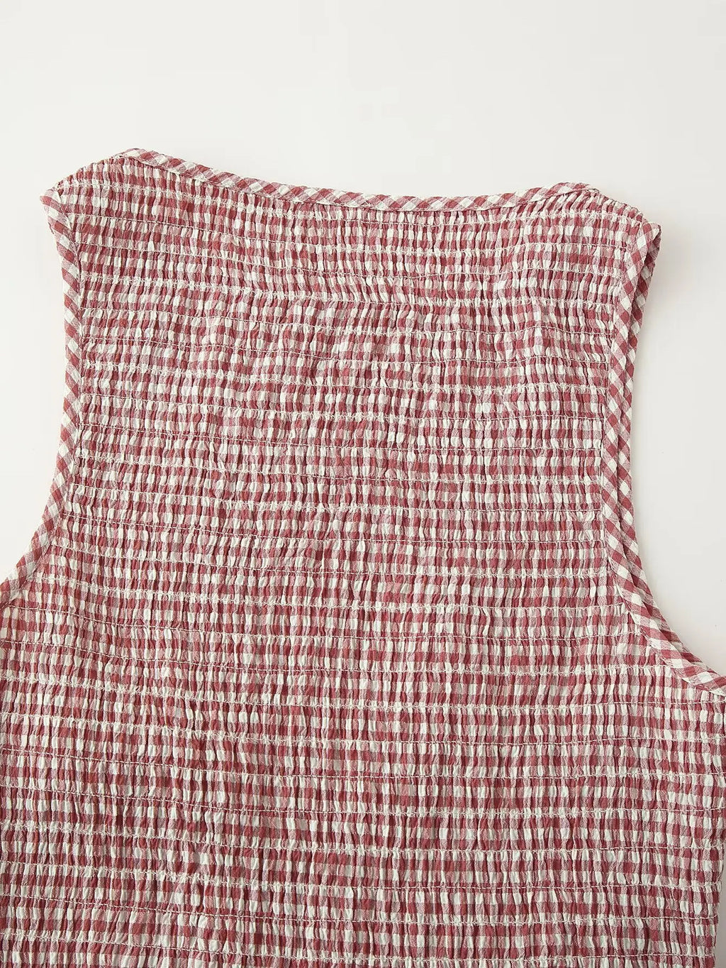 Smocked Crewneck Gingham Maxi Dress