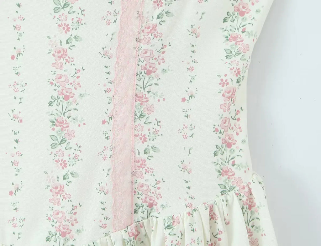 Floral Stripe Corset Maxi Dress