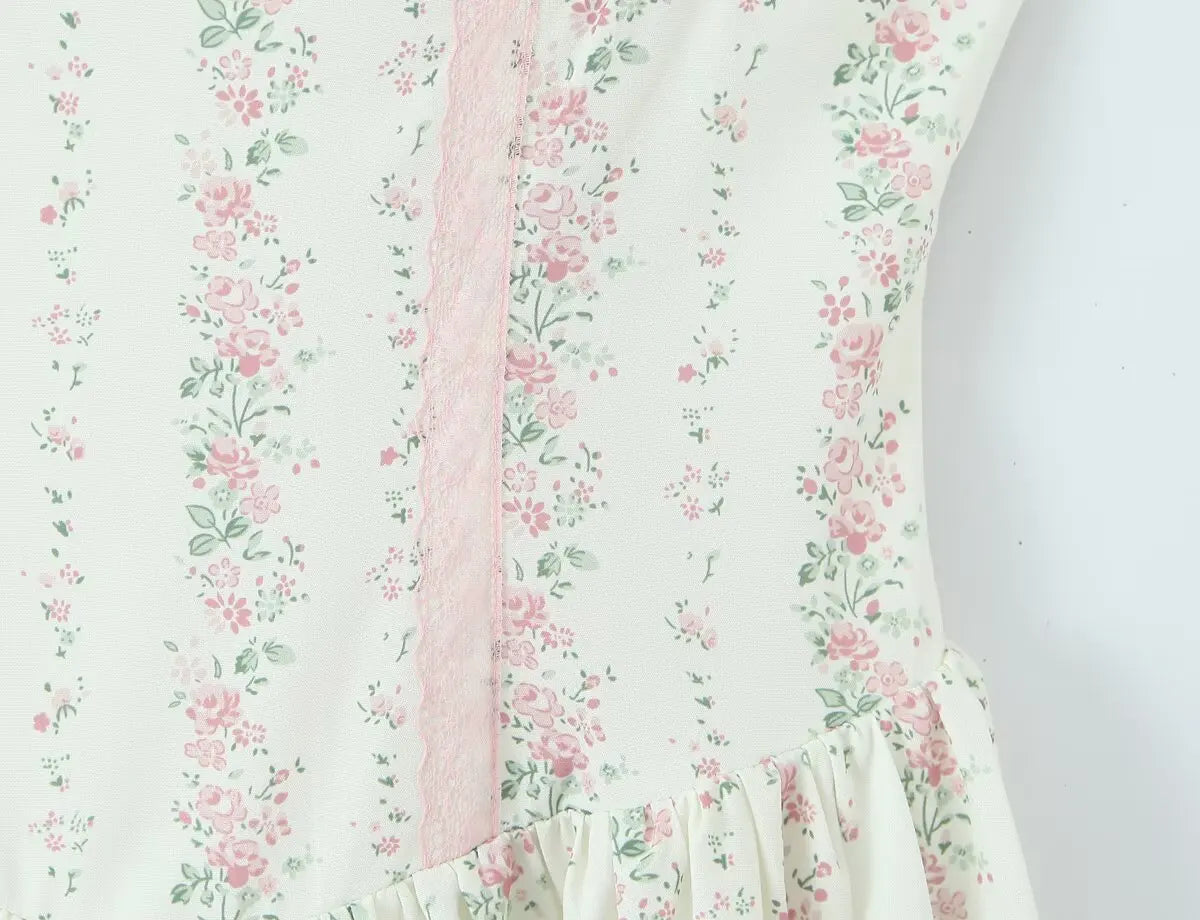 Floral Stripe Corset Maxi Dress