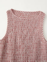 Smocked Crewneck Gingham Maxi Dress