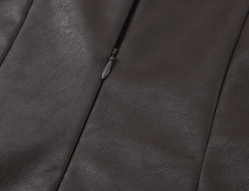 Sculpted Faux Leather Bubble Hem Mini Dress