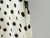 Polka Dot Lace Trim Plunge Maxi Dress