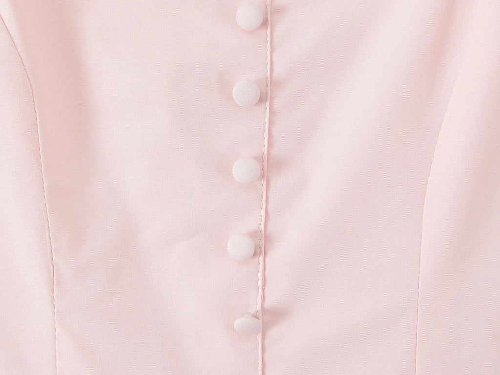 Bow Strap Button Front Mini Dress