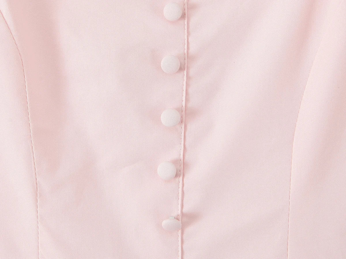 Bow Strap Button Front Mini Dress