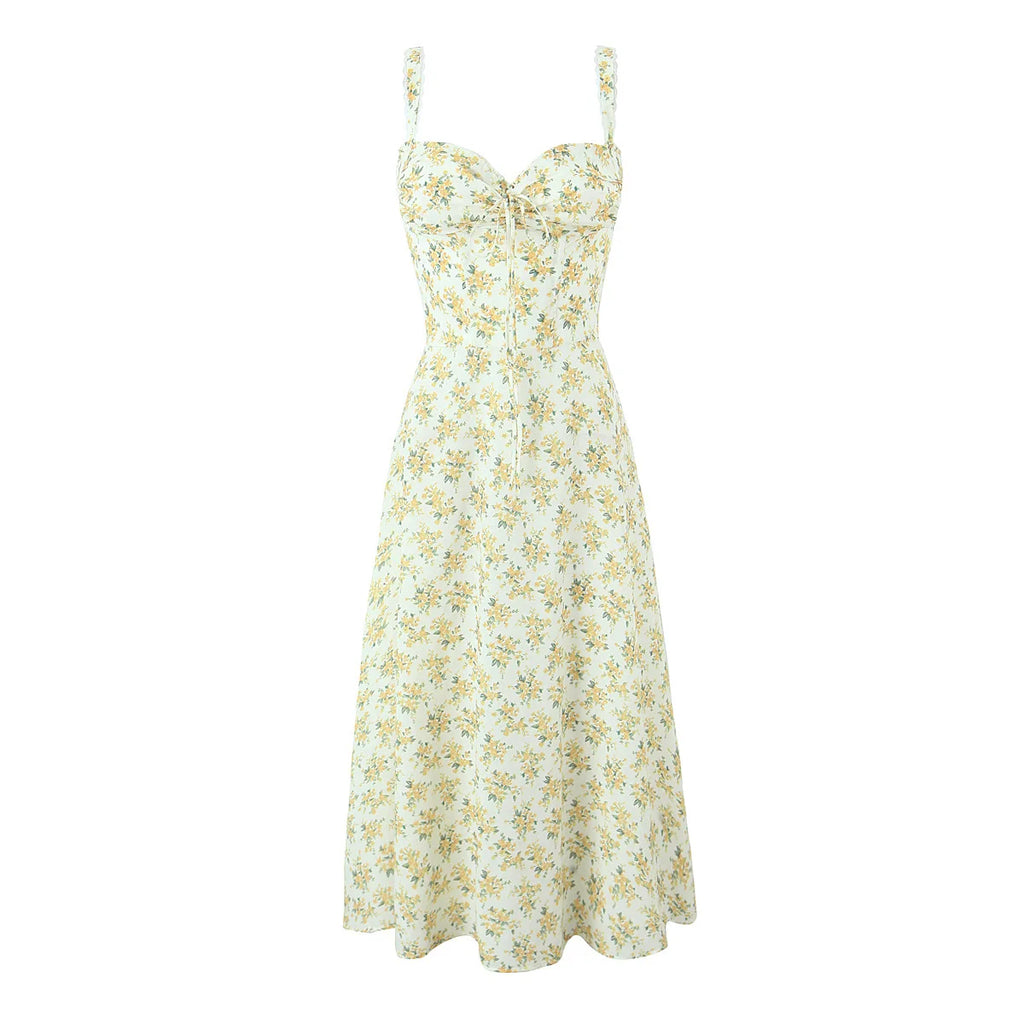 Tie Bust Sweetheart Midi Dress