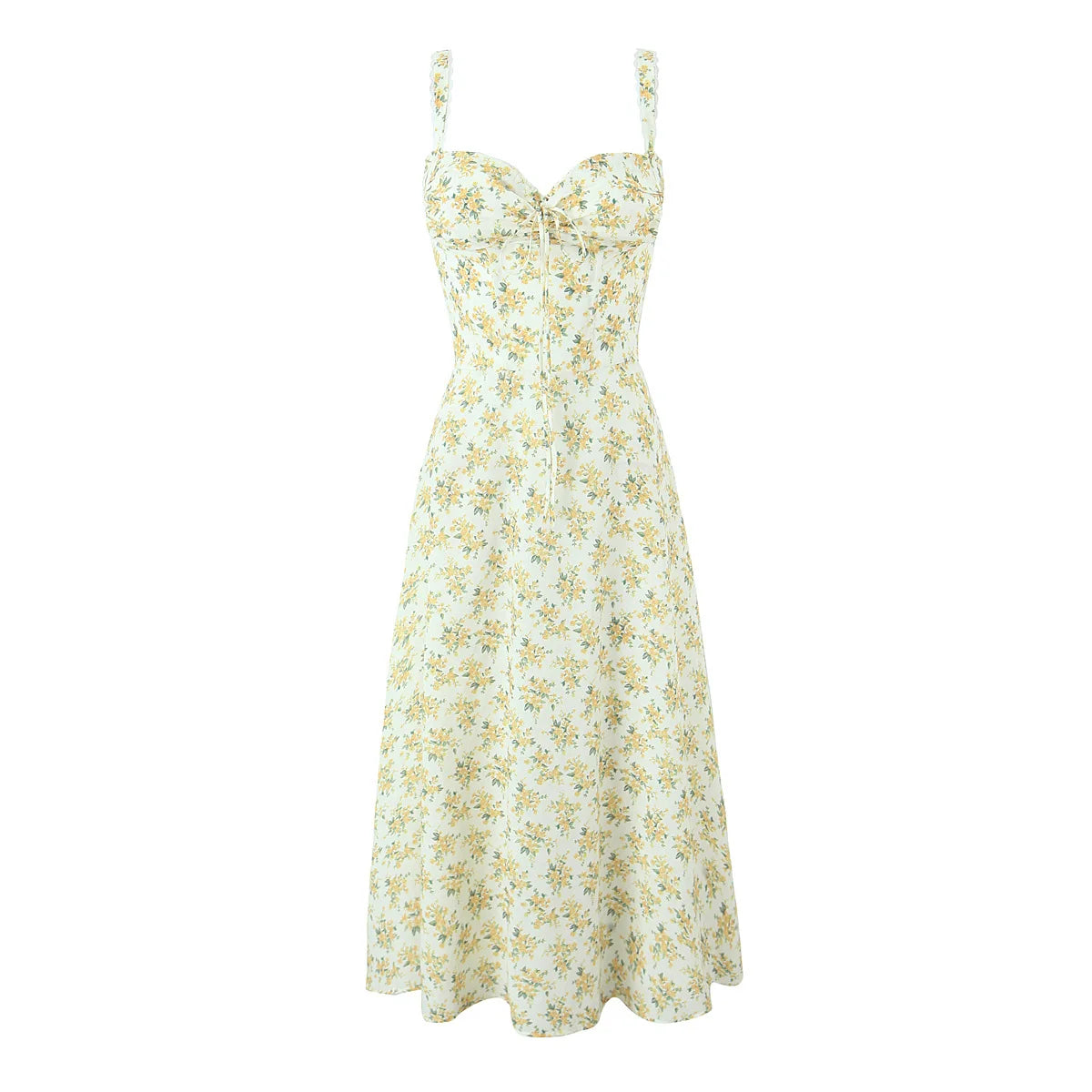 Tie Bust Sweetheart Midi Dress