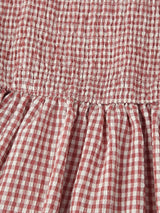 Smocked Crewneck Gingham Maxi Dress