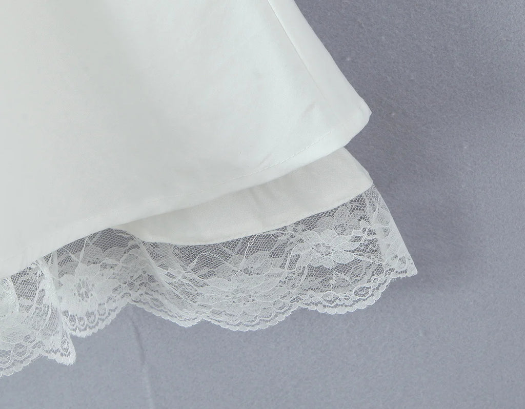 Lace Ruffle Bow Bardot Mini Dress