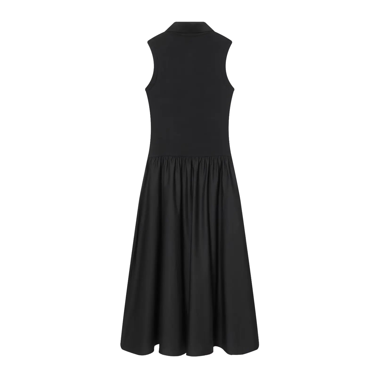Polo Collar Drop Waist Maxi Dress