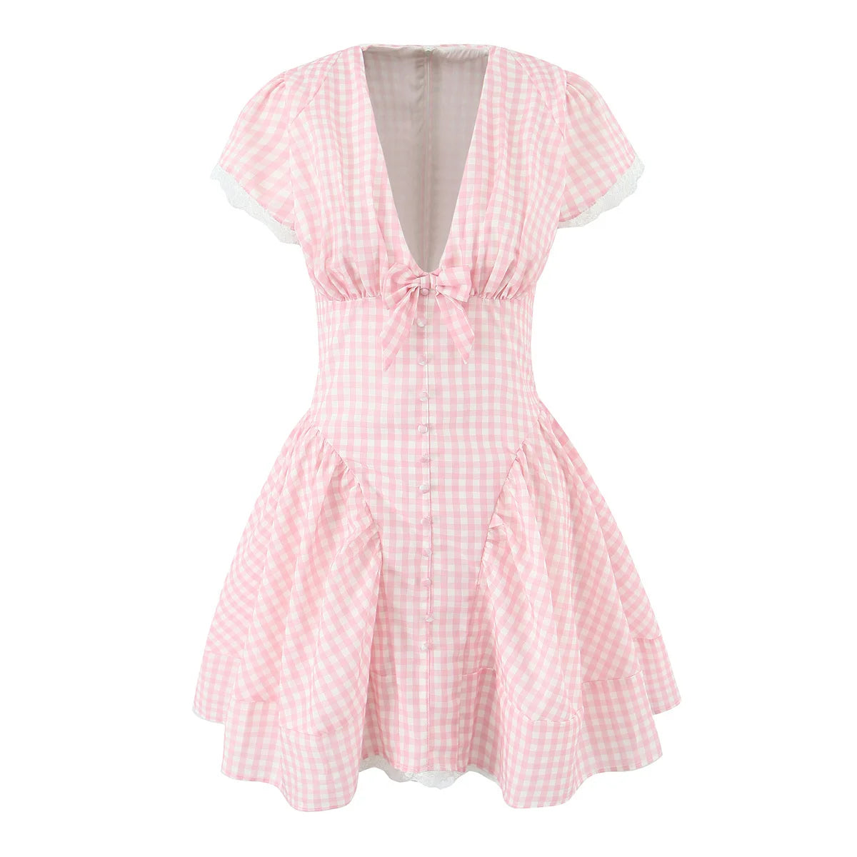 Tie Front Plunge Mini Dress