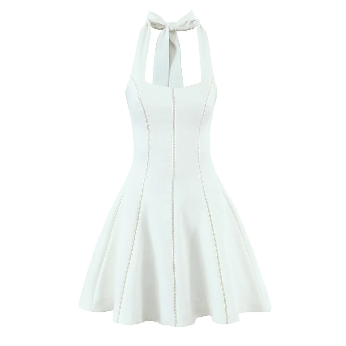 Halter Tie Neck Flare Mini Dress