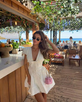 Tie Front Plunge Mini Dress