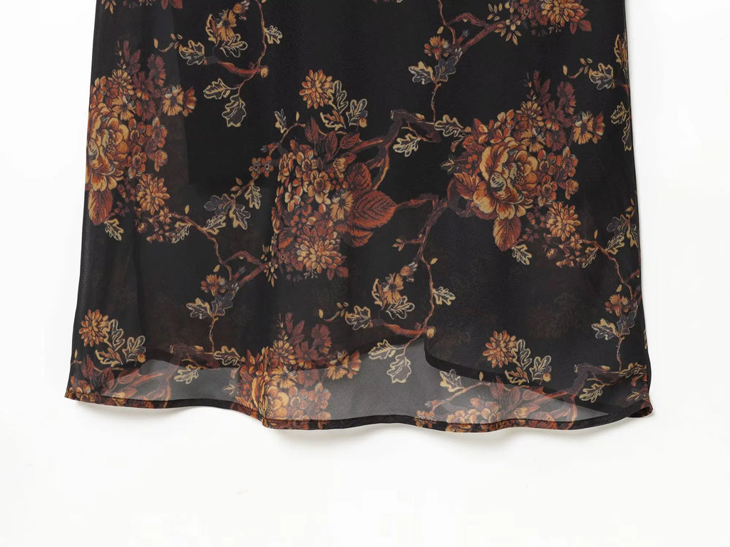 Draped Cowl Neck Floral Maxi Dress
