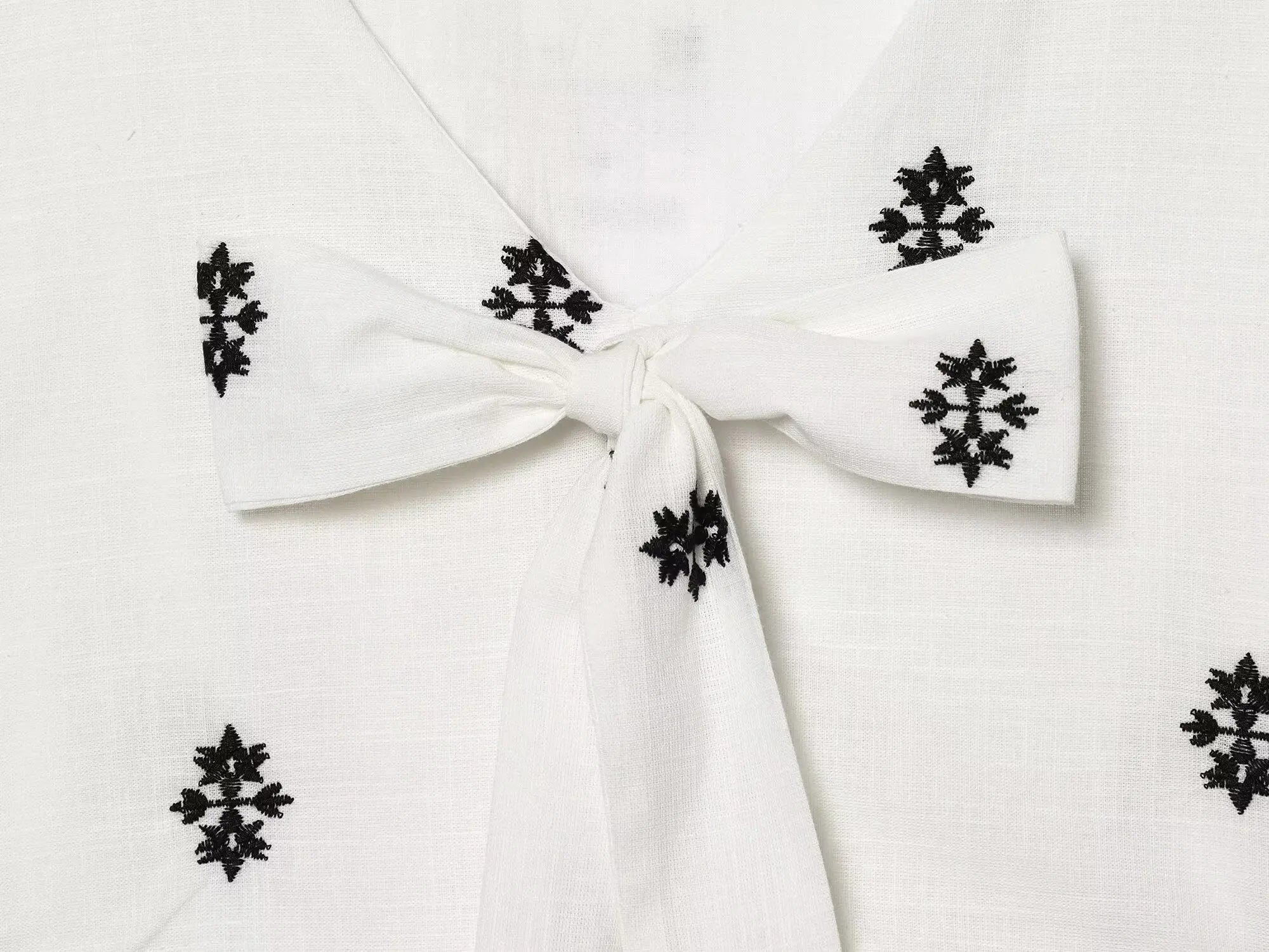 Bow Tie Puff Sleeve Embroidered Tiered Maxi Dress