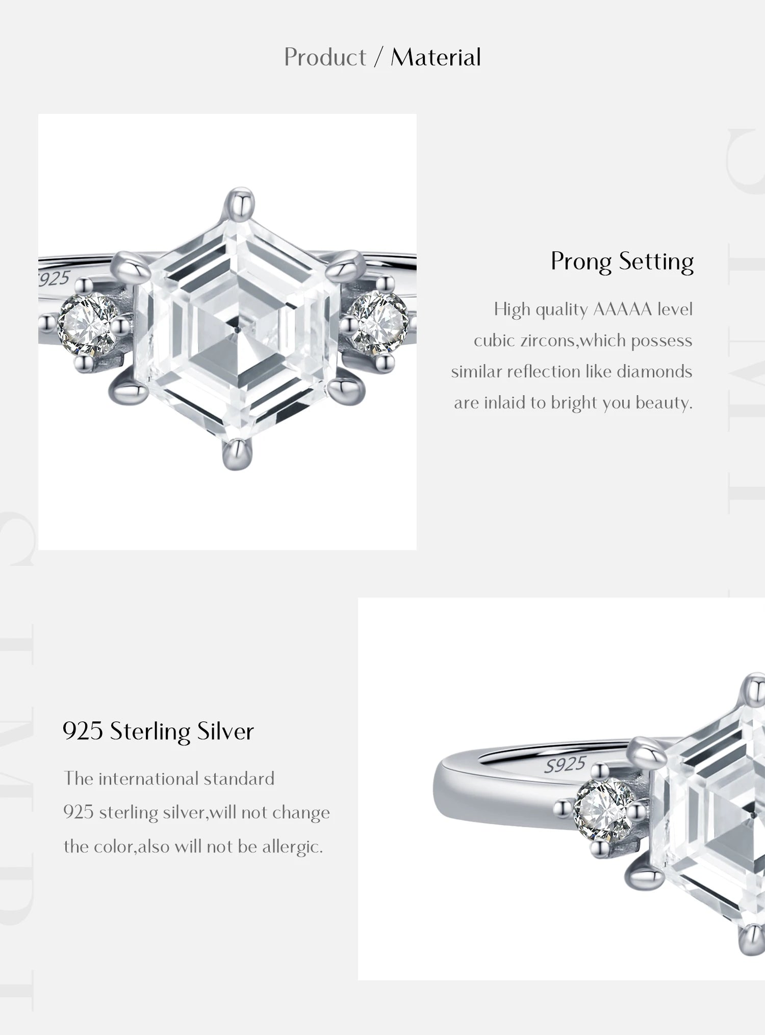 MODIAN 925 Sterling Silver Elegant Sparkling Hexagon Clear Zirconia Wedding Finger Rings For Women Dating Fine Jewelry