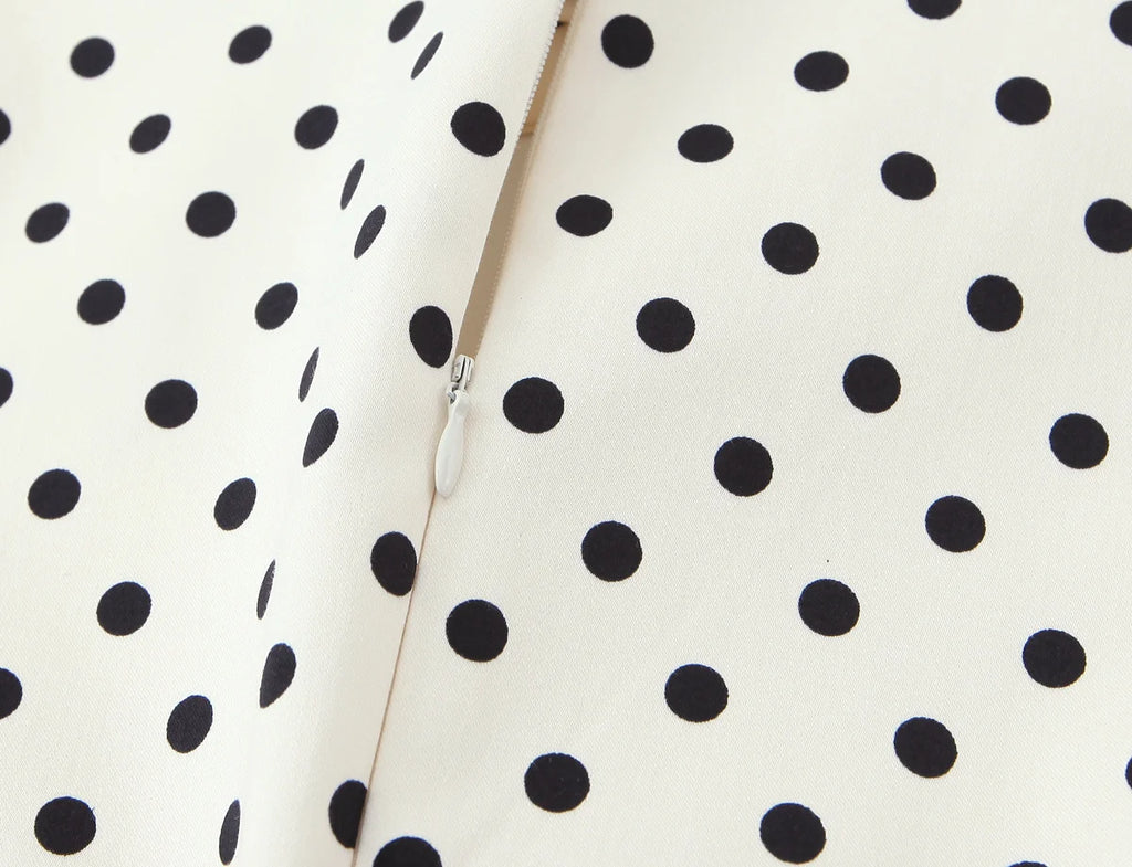 Polka Keyhole Tie Neck Mini Dress