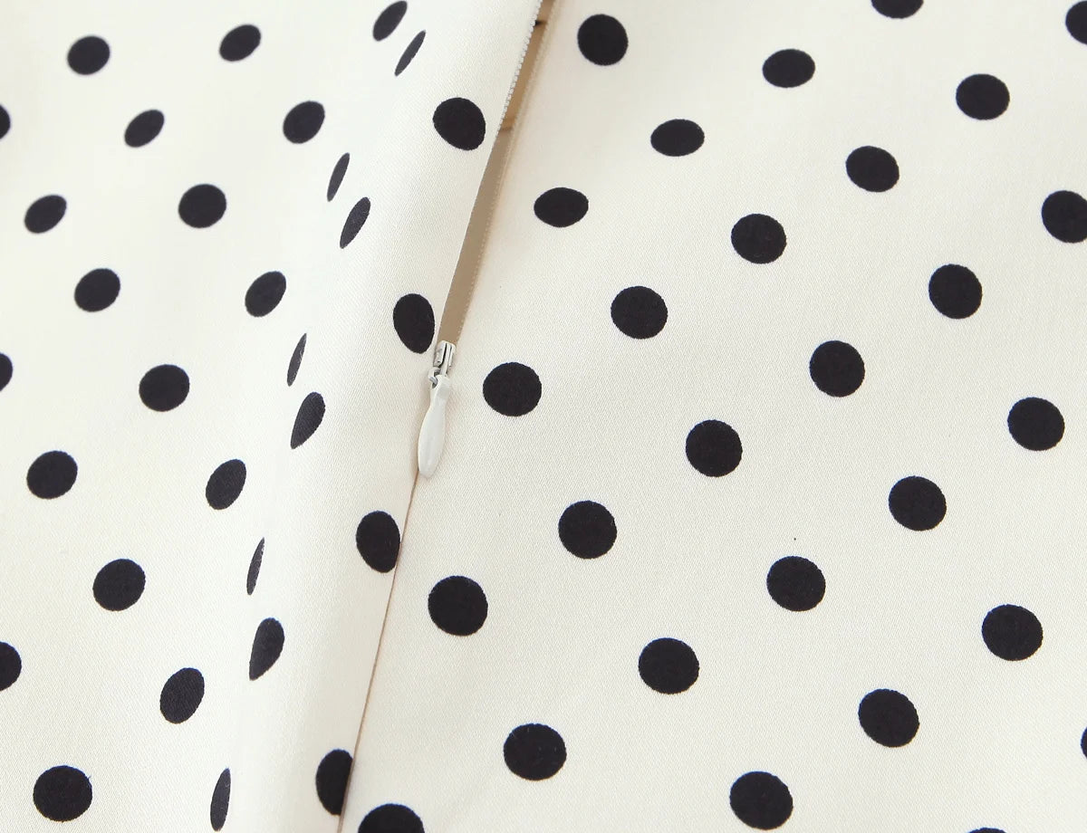 Polka Keyhole Tie Neck Mini Dress