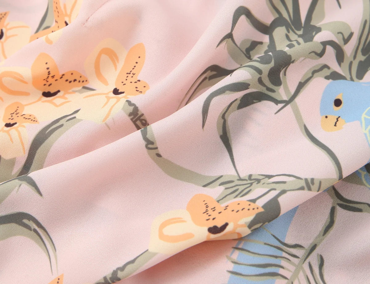 Bird Garden Wrap Midi Dress