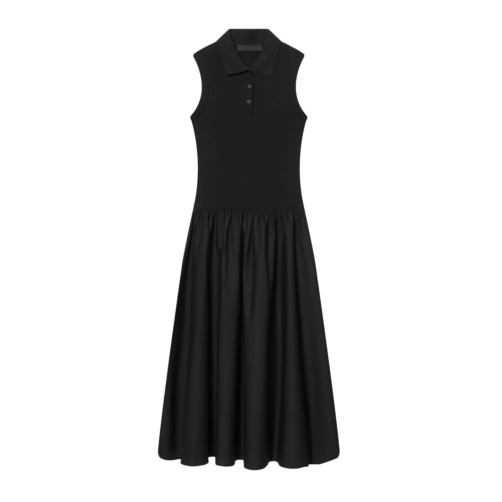 Polo Collar Drop Waist Maxi Dress
