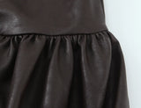 Sculpted Faux Leather Bubble Hem Mini Dress