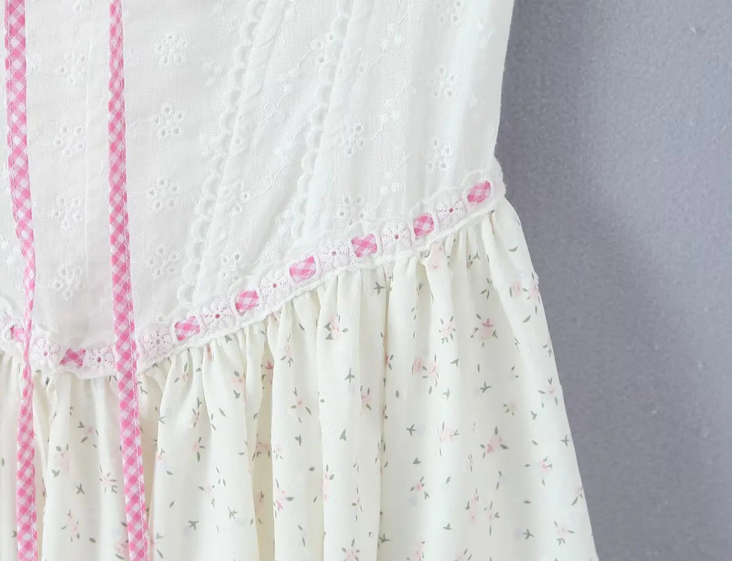 Lace Corset Puff Sleeve Mini Dress