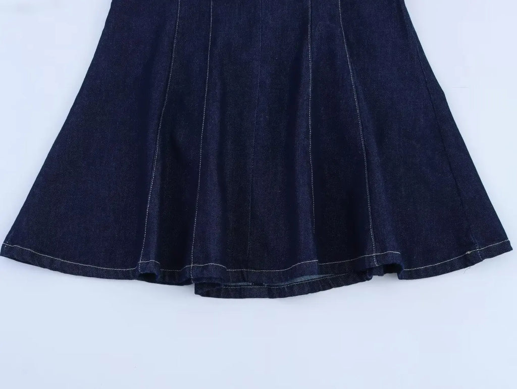 Deep V Halter Fit and Flare Mini Dress
